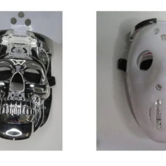 Scream Silver Skull Mask with White Top/Cover Has LED Lights On the Skull - Picture 6 of 6